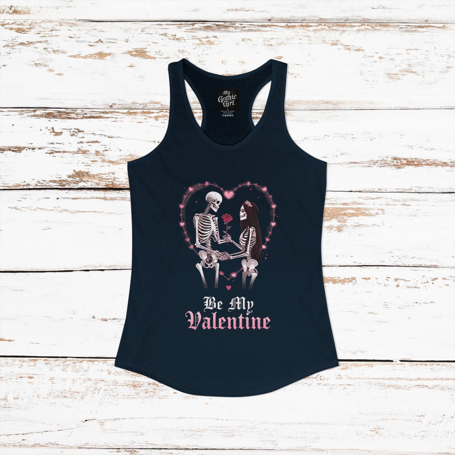 Cute Gothic Skeleton Romance Shirt — Women's Racerback Tank