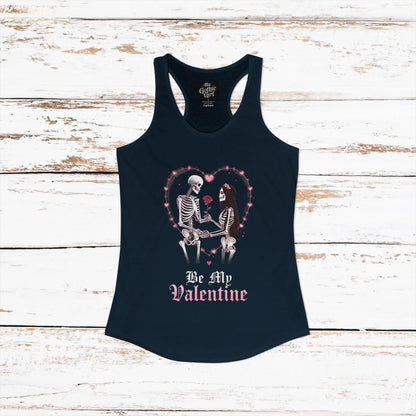 Cute Gothic Skeleton Romance Shirt — Women's Racerback Tank