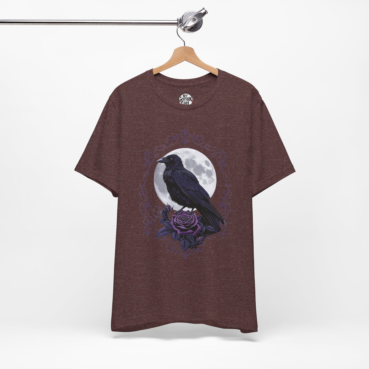 "The Raven and Moon"  Gothic Graphic T-Shirt – Alt Aesthetic Poetic Goth Street-wear