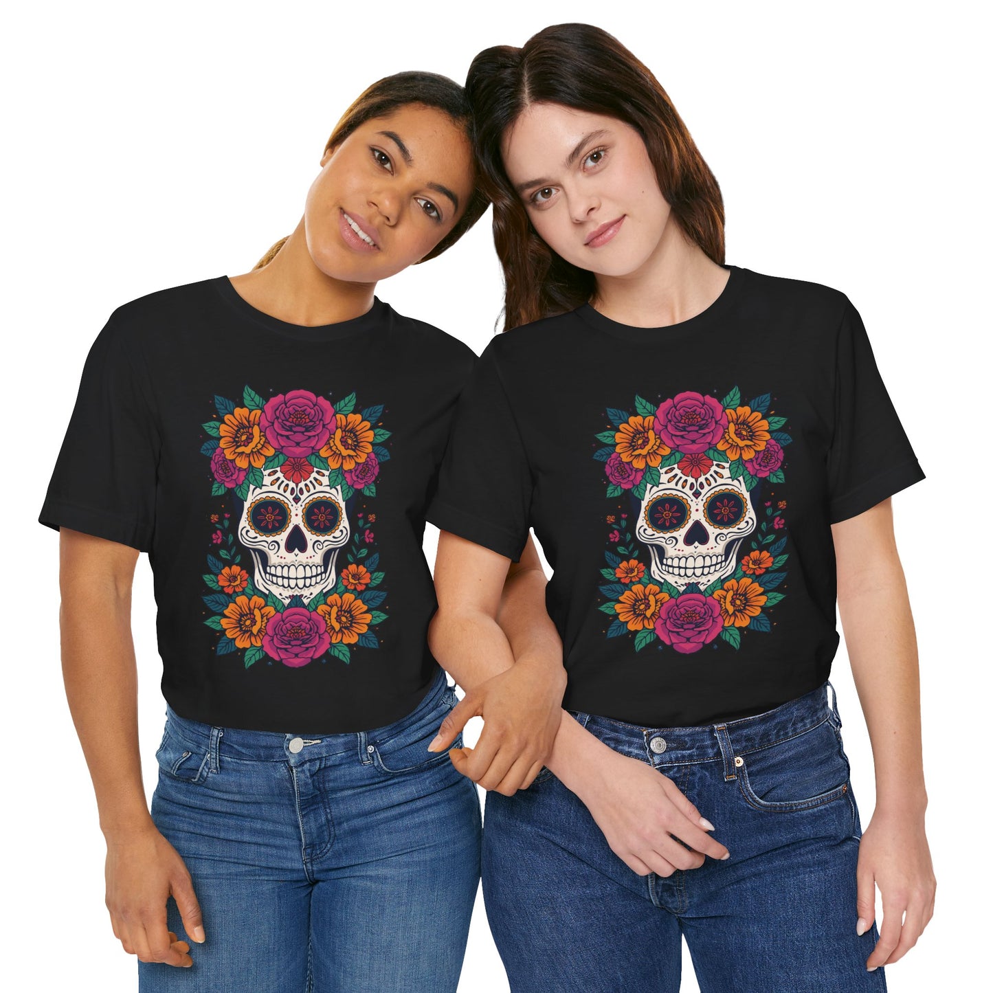 Sugar Skull Floral Tee — Day of the Dead Skull T-Shirt