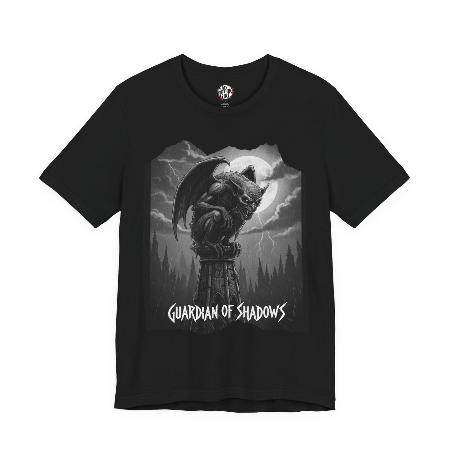 "Guardian of Shadows"  Gothic Graphic T-Shirt – Alt Aesthetic Poetic Goth Streetwear