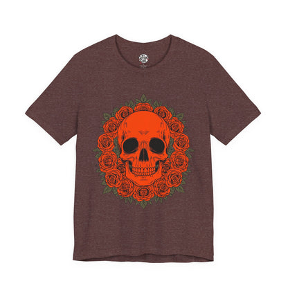 "ORANGE SKULL & ROSES"  Gothic Graphic T-Shirt – Alt Aesthetic Poetic Goth Streetwear