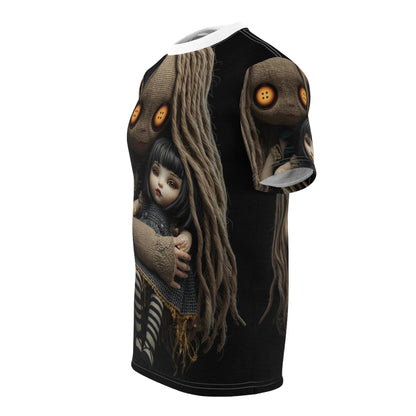 Gunny Sack Doll with Toy Gothic Doll | Horror All-Over Print T‑Shirt