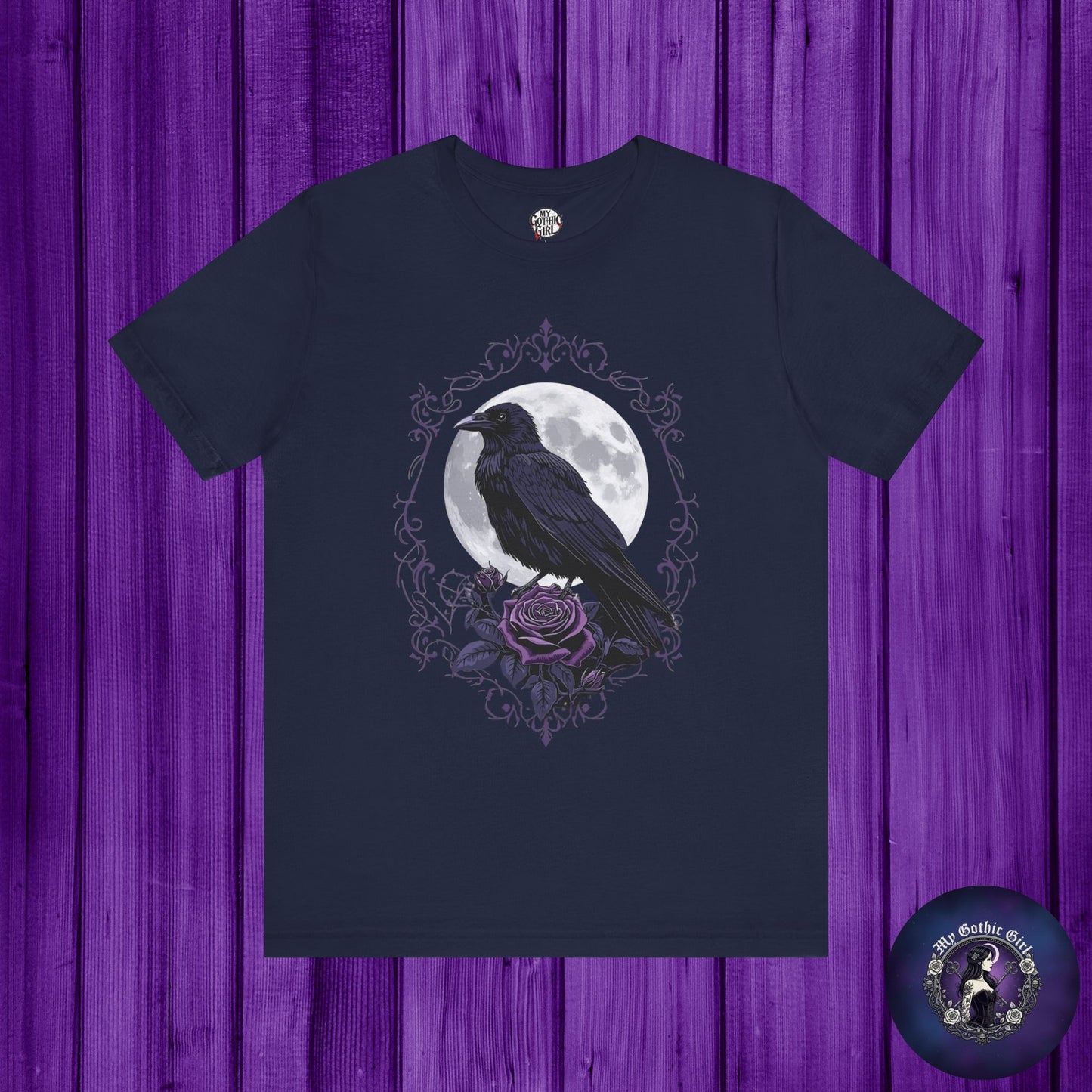 "The Raven and Moon"  Gothic Graphic T-Shirt – Alt Aesthetic Poetic Goth Street-wear