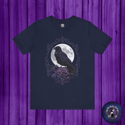 "The Raven and Moon"  Gothic Graphic T-Shirt – Alt Aesthetic Poetic Goth Street-wear