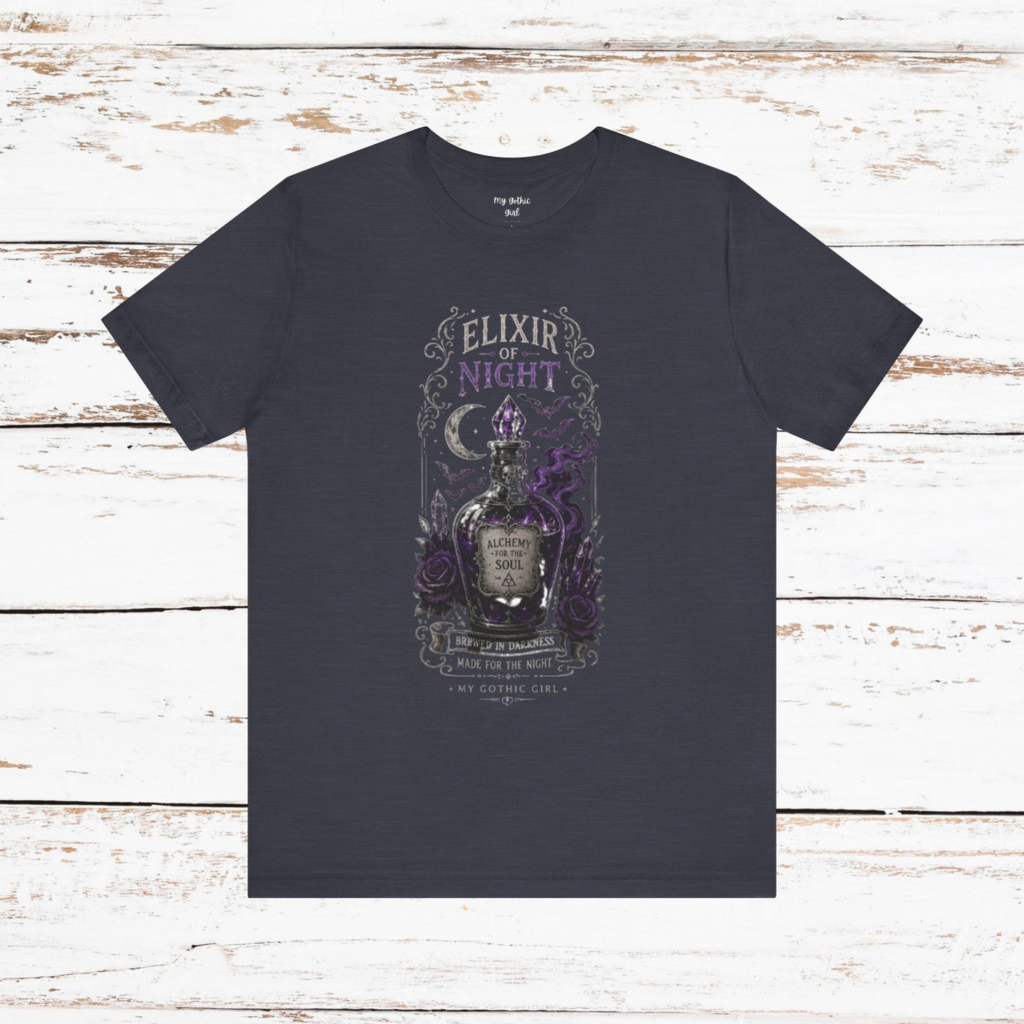 "Elixir of Night - Alchemy for the Soul" Gothic Design Short Sleeve T Shirt