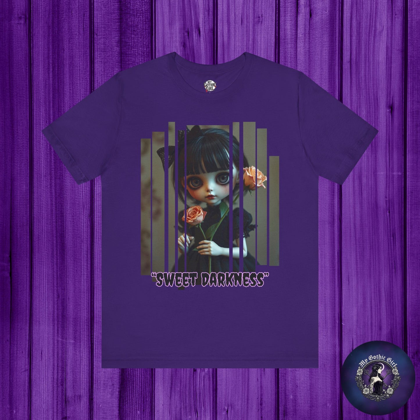 “Sweet Darkness” — Kawaii-style Gothic doll Graphic T-Shirt – Alt Aesthetic Poetic Goth Street-wear