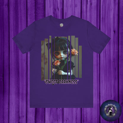 “Sweet Darkness” — Kawaii-style Gothic doll Graphic T-Shirt – Alt Aesthetic Poetic Goth Street-wear