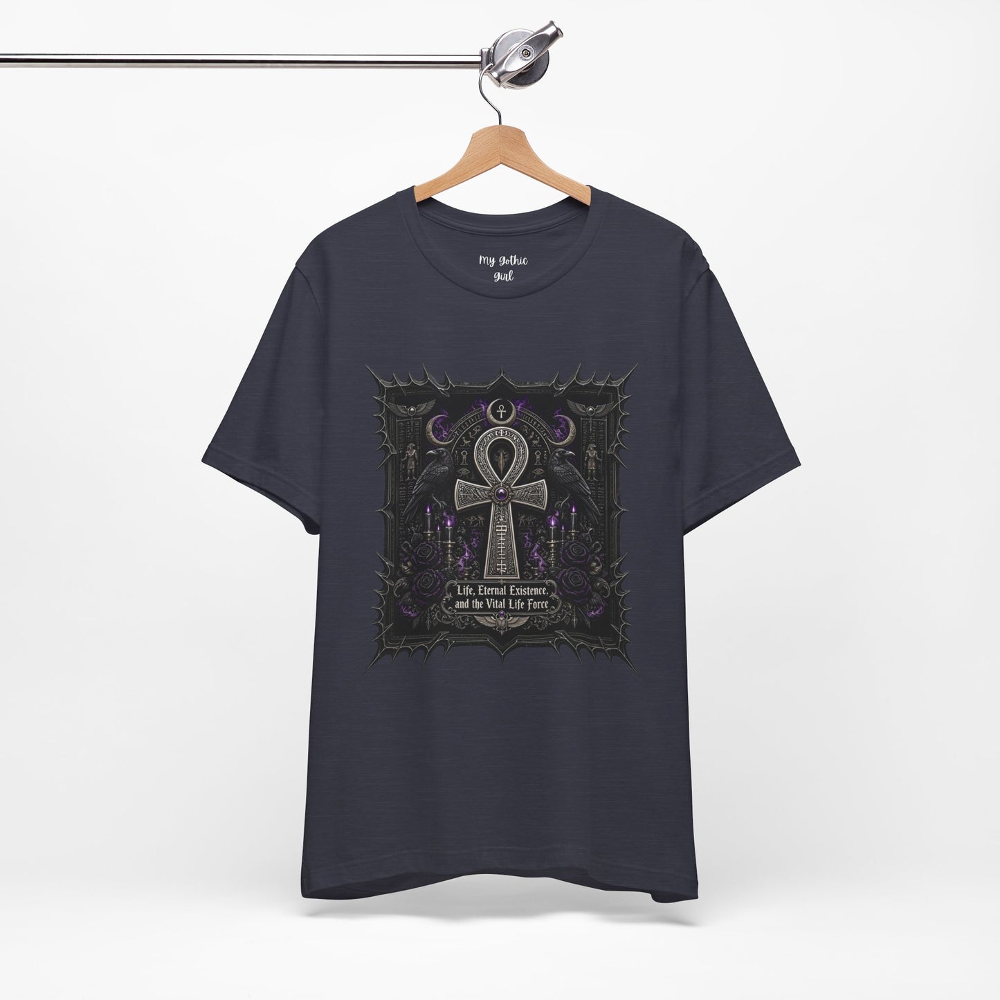 Ankh Gothic Tee — "Life, Eternal Existence and the Will to Fear" Black Graphic T-Shirt