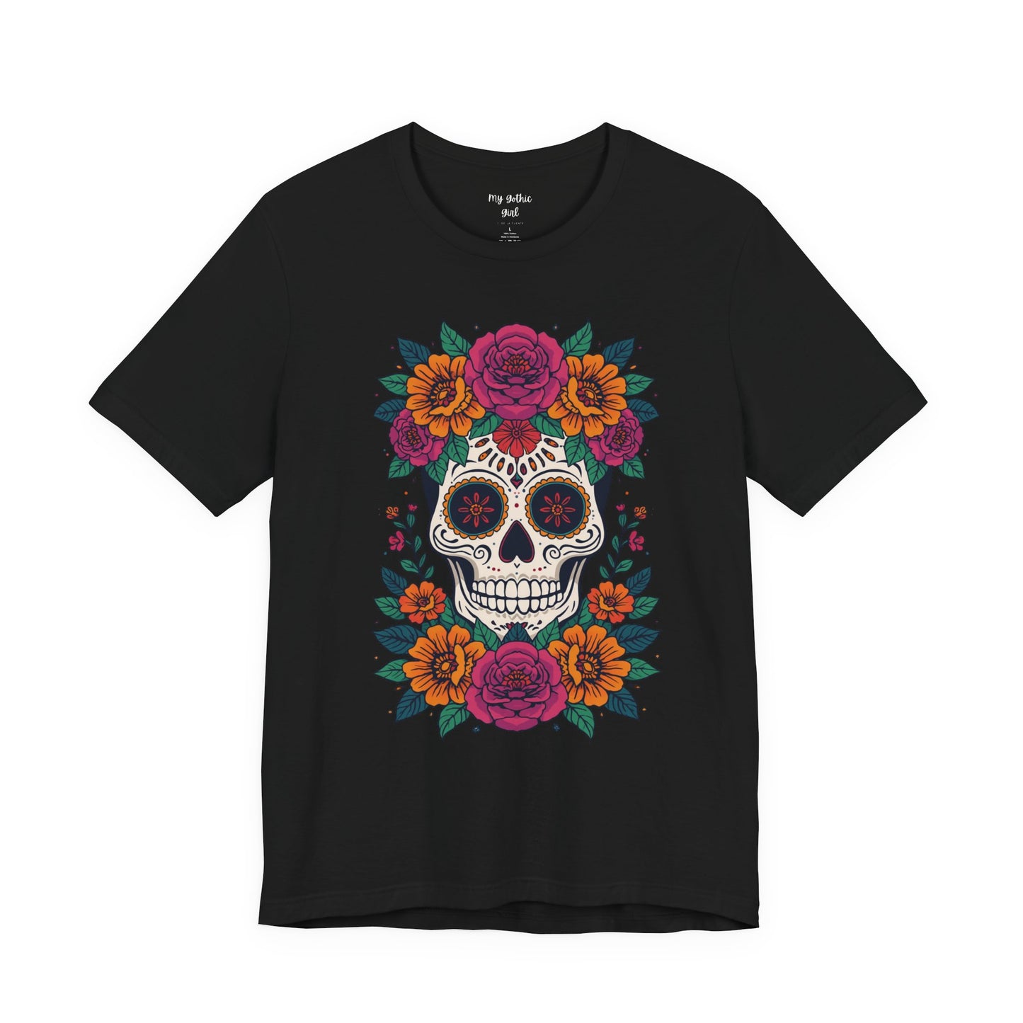 Sugar Skull Floral Tee — Day of the Dead Skull T-Shirt