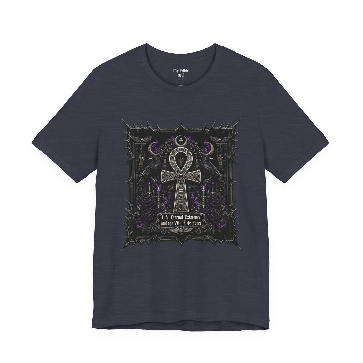 Ankh Gothic Tee — "Life, Eternal Existence and the Will to Fear" Black Graphic T-Shirt