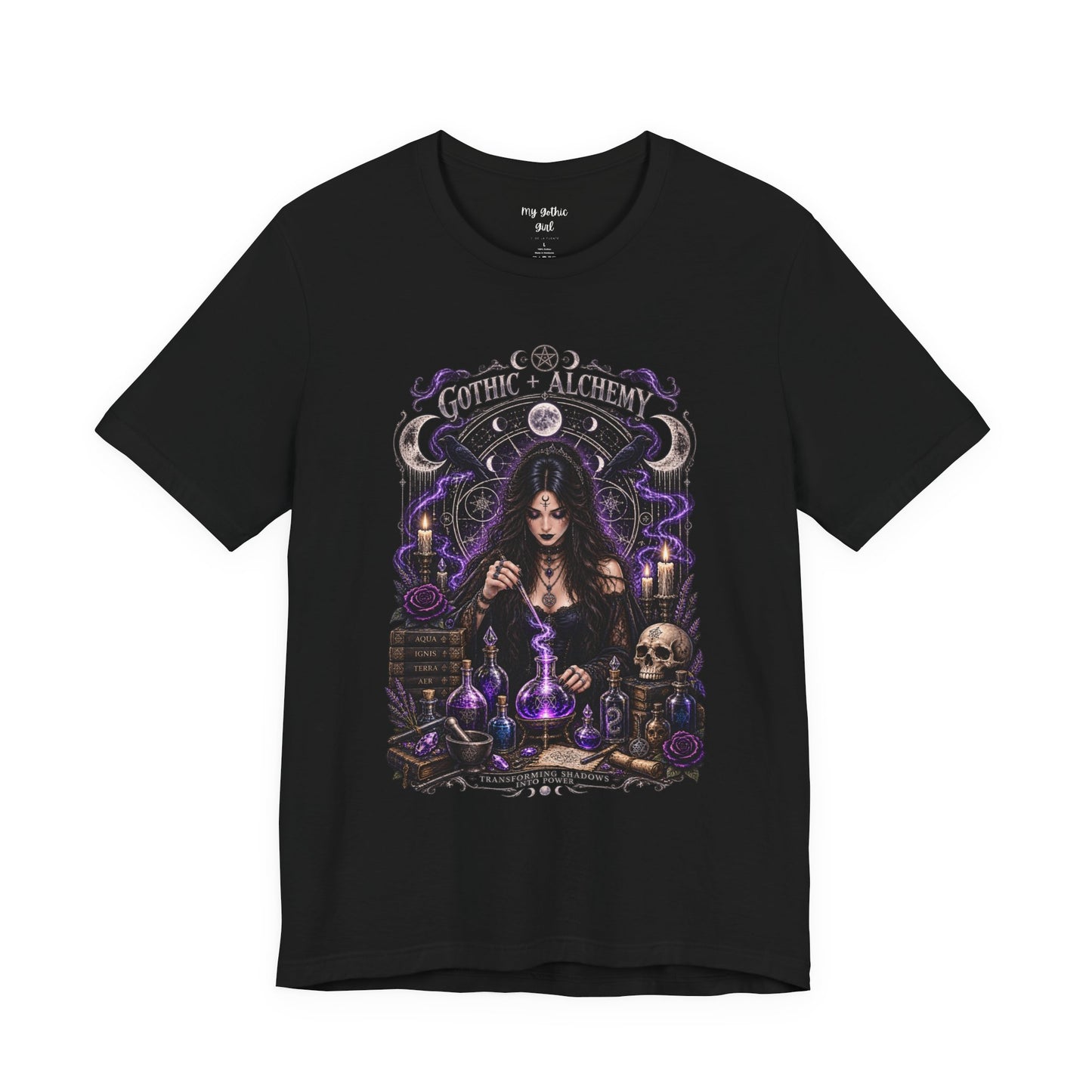 Gothic Alchemy T-Shirt — Witch Potion Skull Graphic Tee