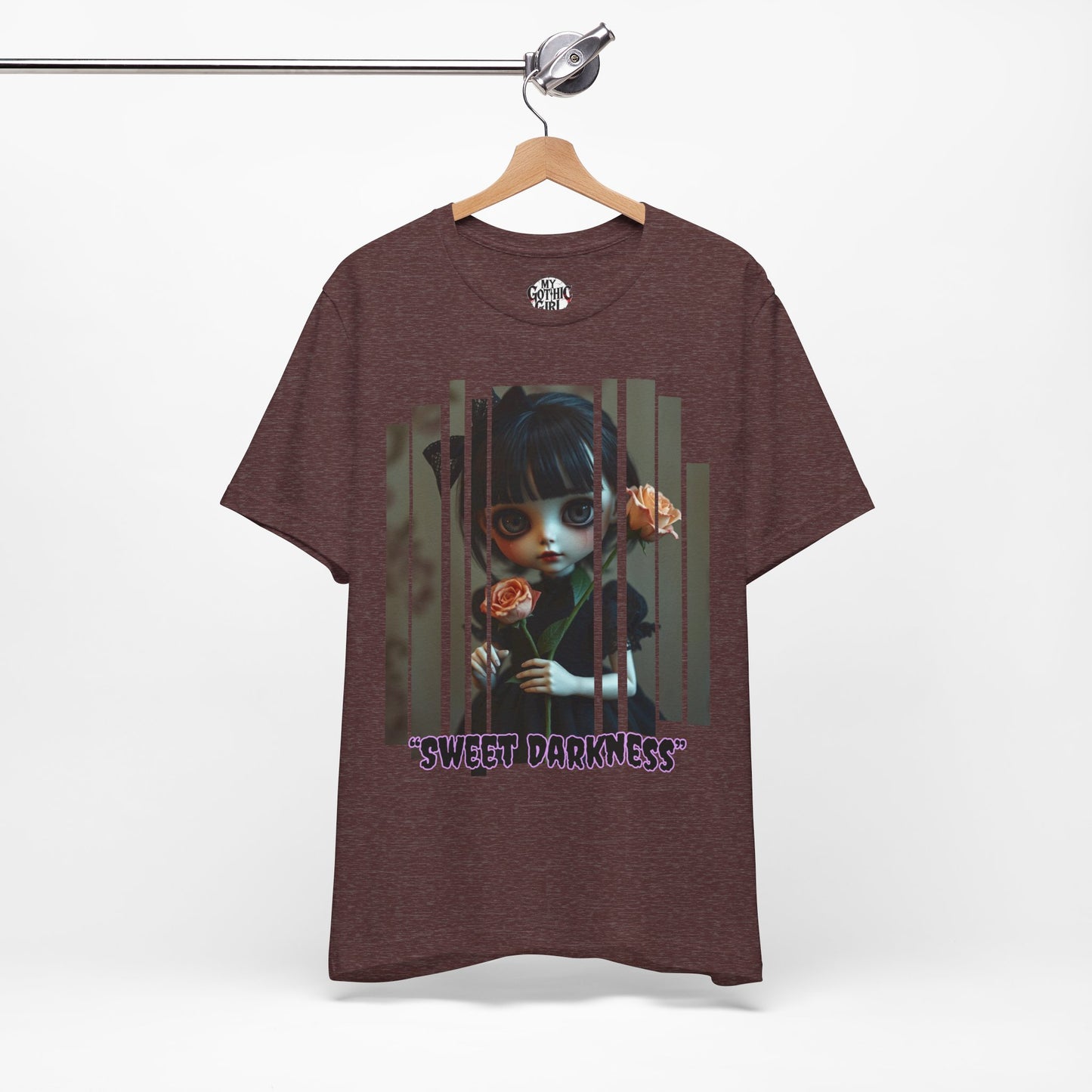 “Sweet Darkness” — Kawaii-style Gothic doll Graphic T-Shirt – Alt Aesthetic Poetic Goth Street-wear
