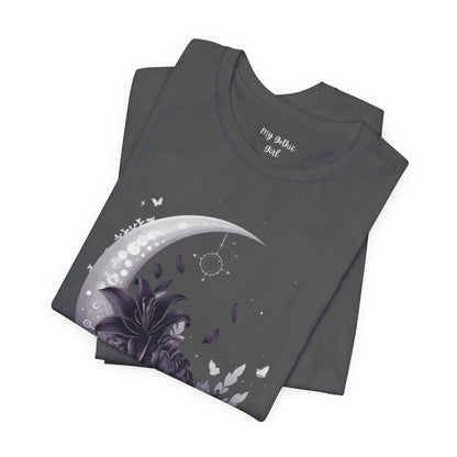 “Moonlit Bouquet & Sacred Soft Goth Symbol” Moonlit Bouquet Unisex Tee - Soft Goth Symbol Floral Design