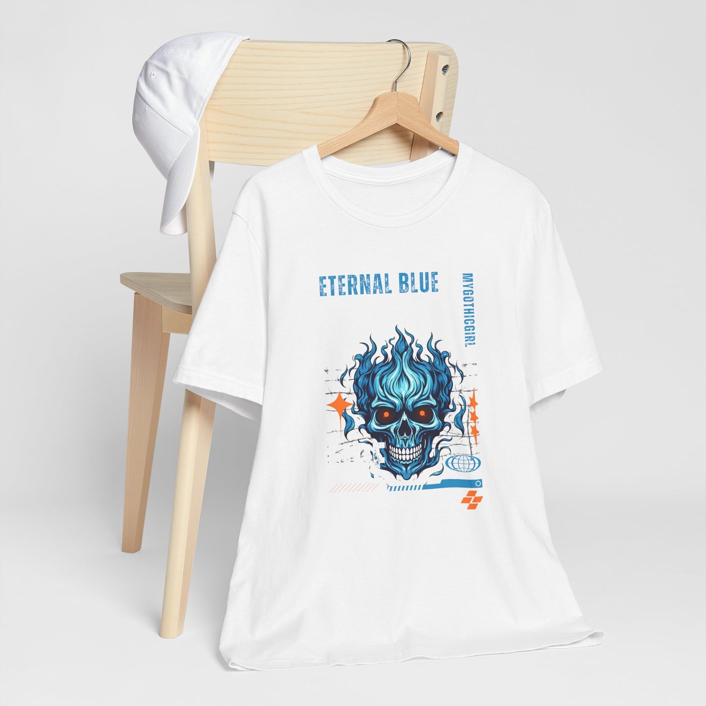 Eternal Blue Skull Flame Gothic Tee