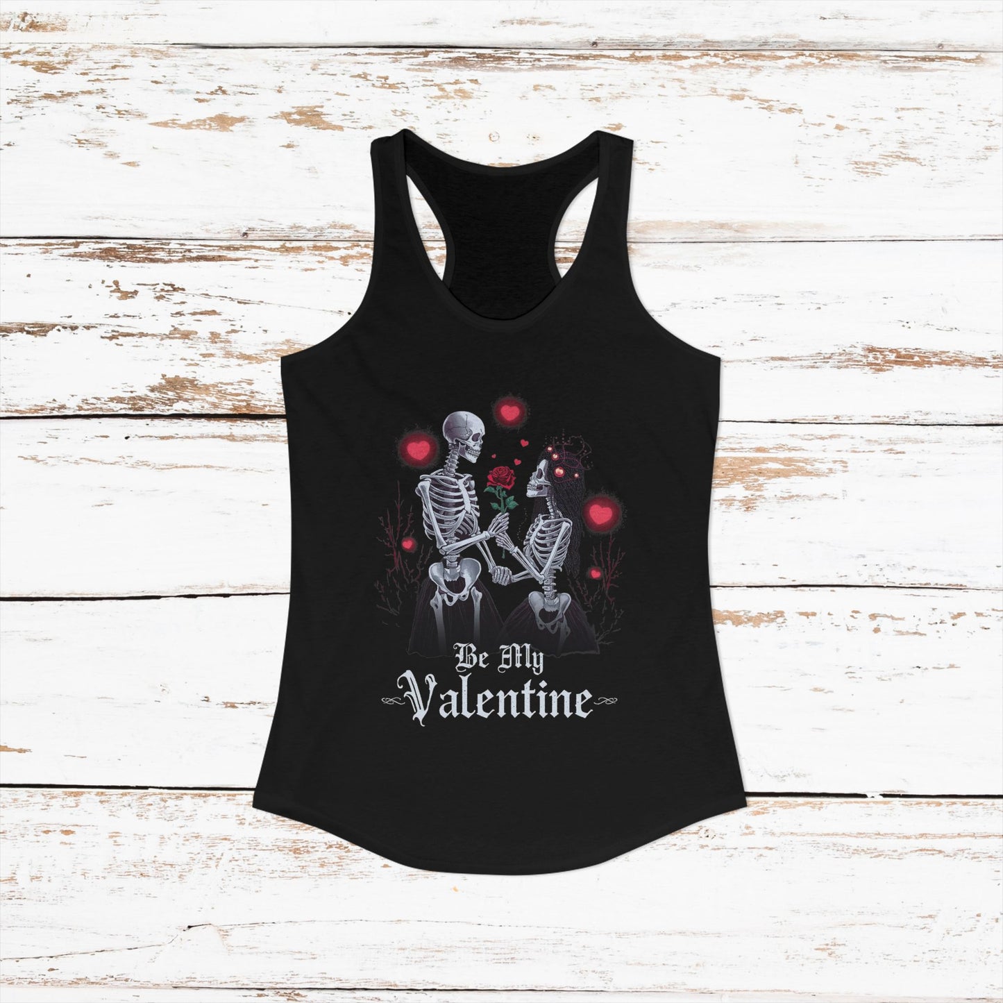 Cute Gothic Skeleton Romance Shirt — Women's Racerback Tank