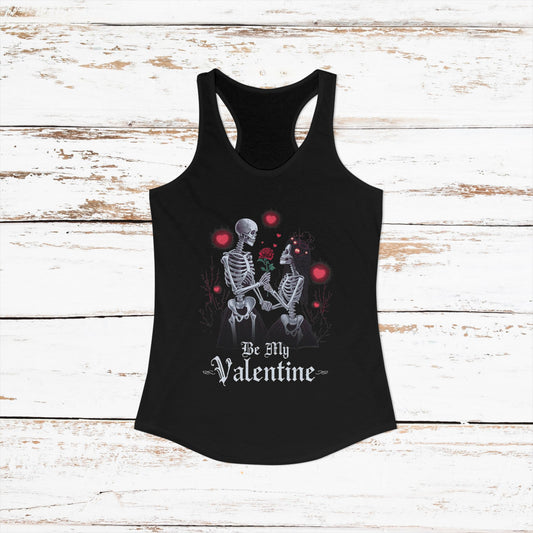 Cute Gothic Skeleton Romance Shirt — Women's Racerback Tank