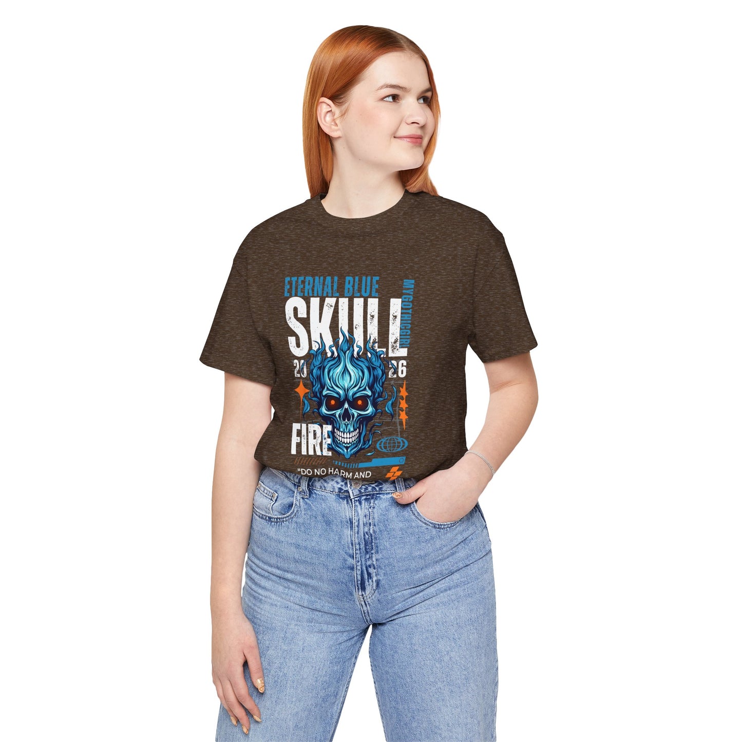 Eternal Blue Skull Flame Gothic Tee
