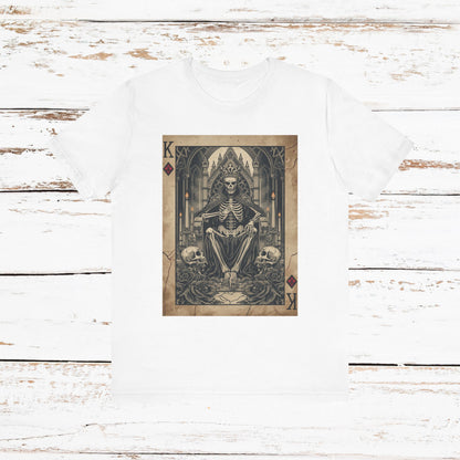 Skeleton King Playing Card Graphic Tee — Gothic Skull Throne T-Shirt