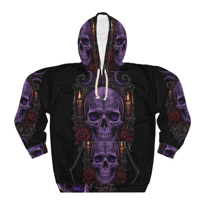 Candle & Roses Skull All-Over-Print Hoodie — 'My Gothic Girl' Gothic Hooded Sweatshirt