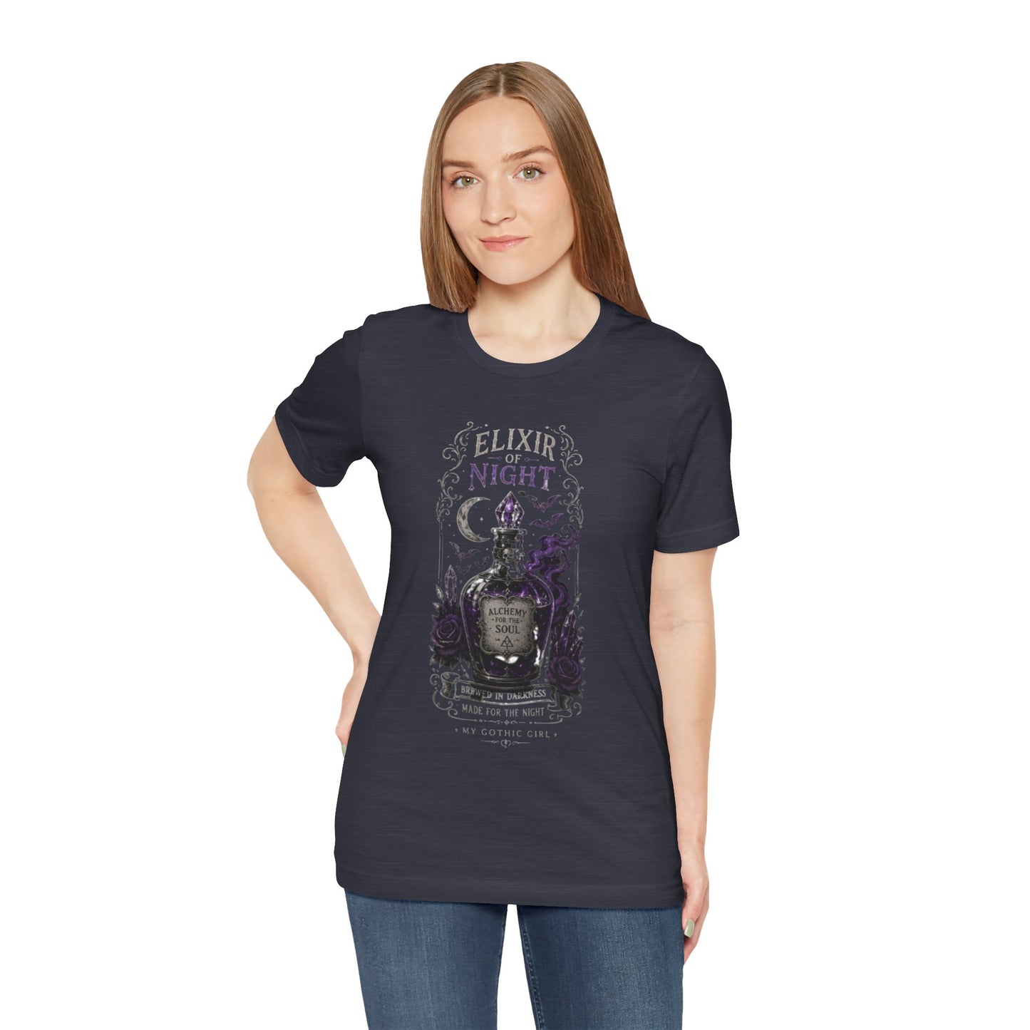 "Elixir of Night - Alchemy for the Soul" Gothic Design Short Sleeve T Shirt