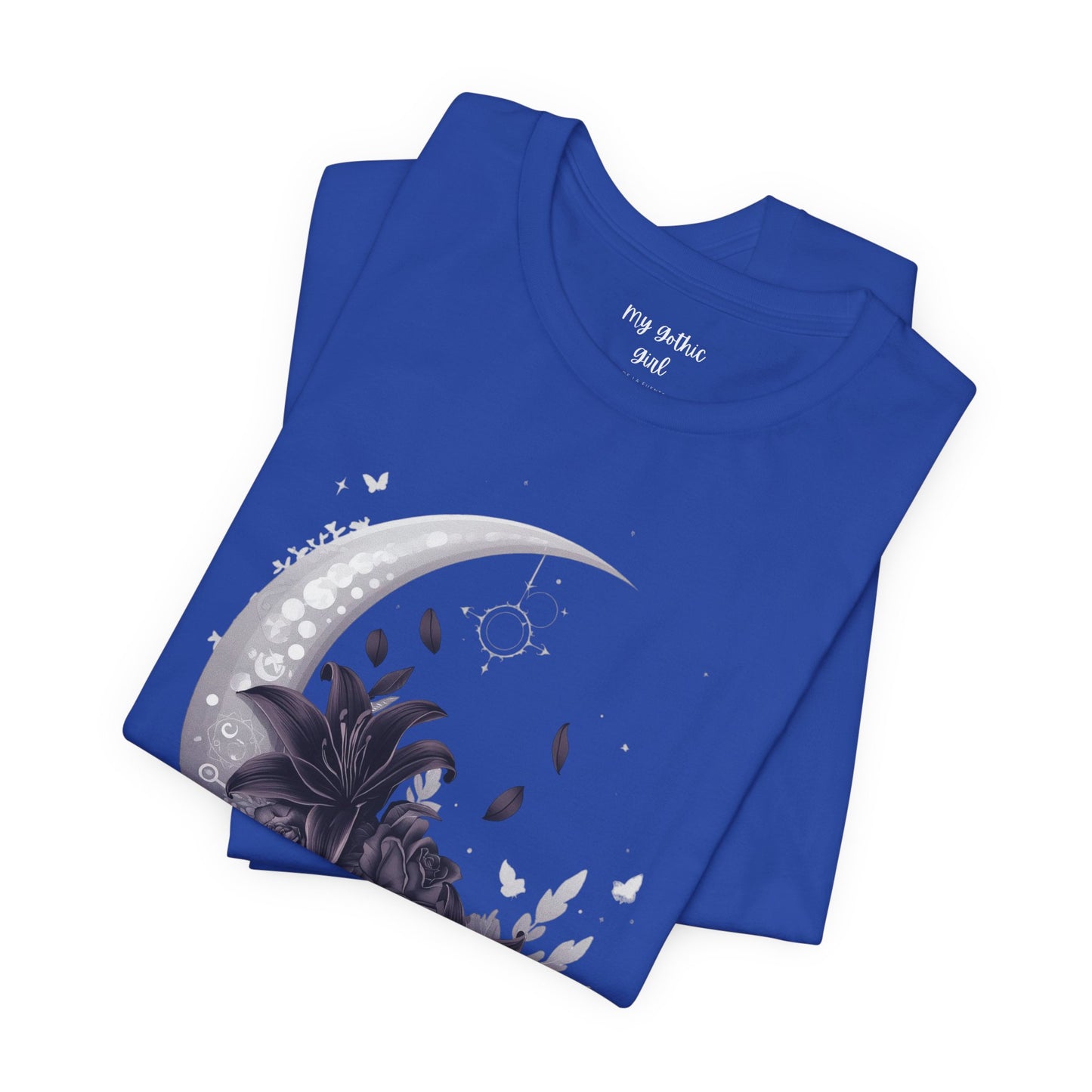 “Moonlit Bouquet & Sacred Soft Goth Symbol” Moonlit Bouquet Unisex Tee - Soft Goth Symbol Floral Design