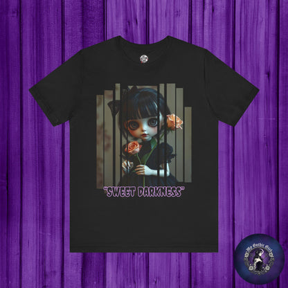 “Sweet Darkness” — Kawaii-style Gothic doll Graphic T-Shirt – Alt Aesthetic Poetic Goth Street-wear