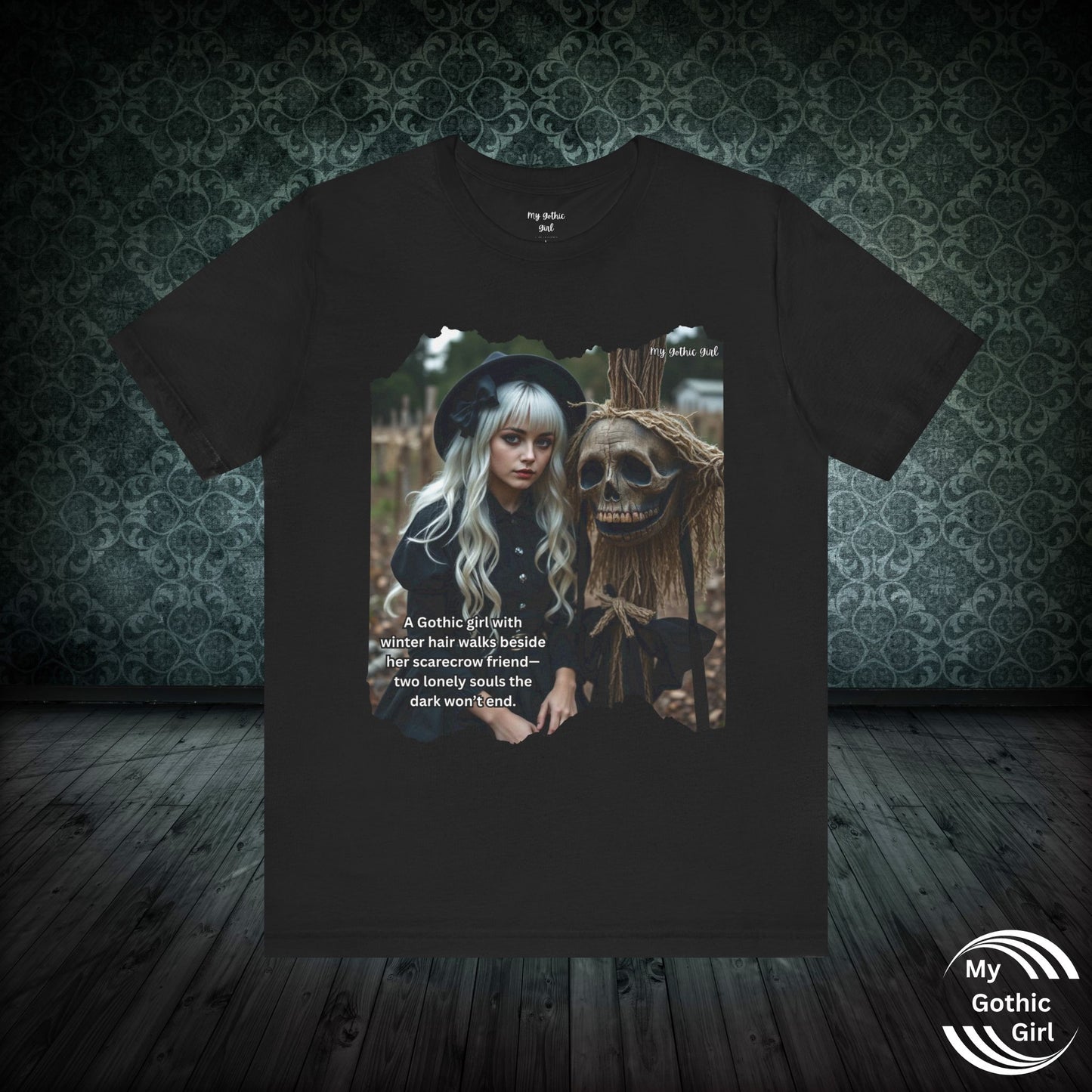 My Gothic Girl T-Shirt "Scarecrow Friend" – Whimsy Goth Streetwear, Dark Poetry Fashion, Alt Aesthetic Apparel