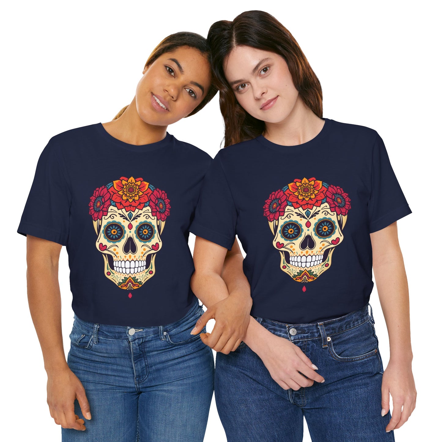Day of the Dead Sugar Skull T‑Shirt — Floral Calavera Graphic Tee