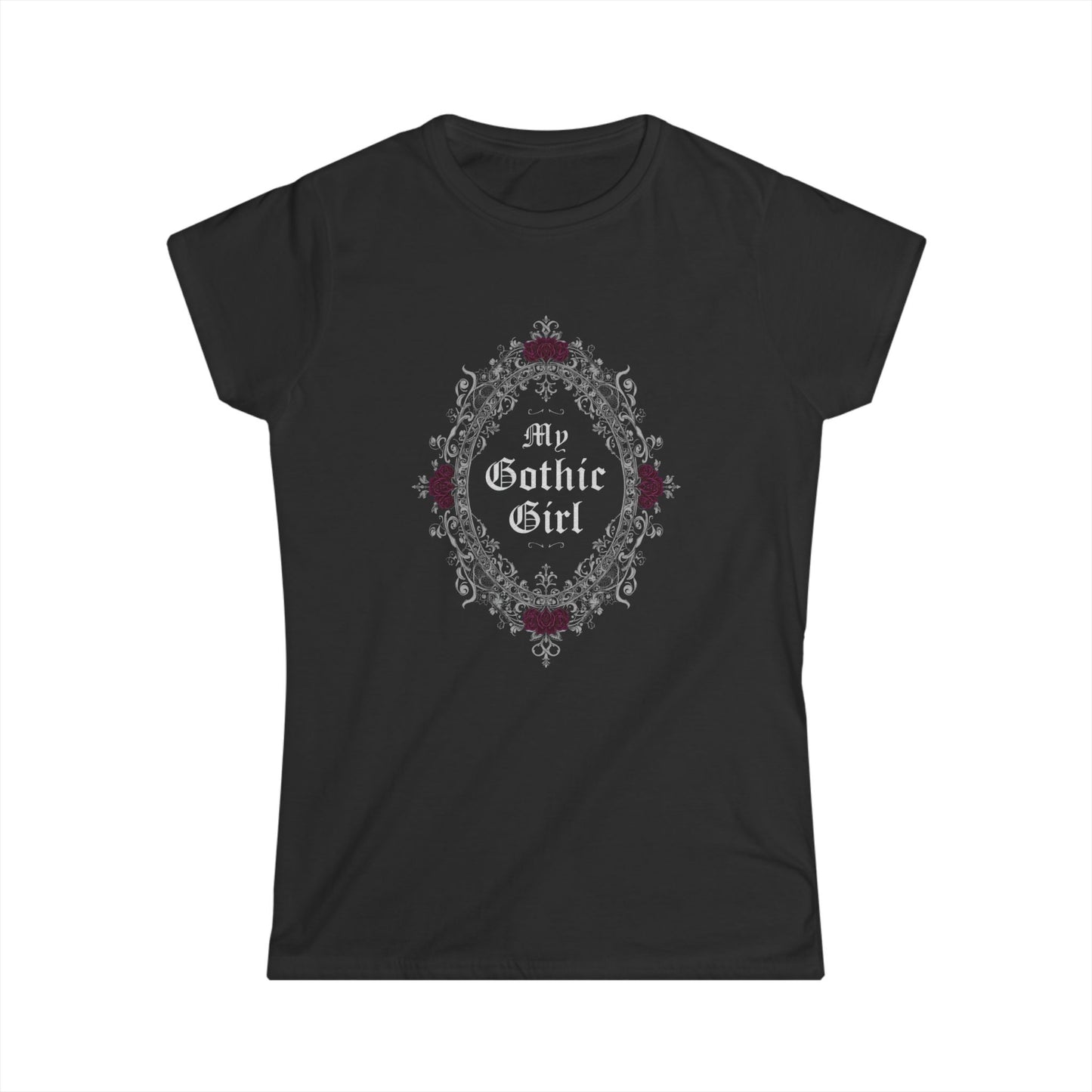 Gothic Fill-agree Lace & Roses Tee — "My Gothic Girl" Women's Graphic Shirt