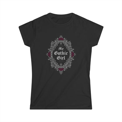 Gothic Fill-agree Lace & Roses Tee — "My Gothic Girl" Women's Graphic Shirt