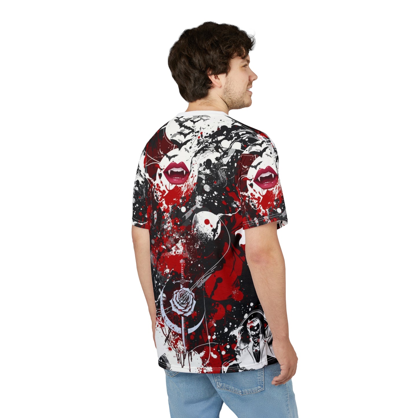 Kiss of the Vampire Gothic Graphic T-Shirt – Dark Romance All Over Print Vampire Shirt | My Gothic Girl
