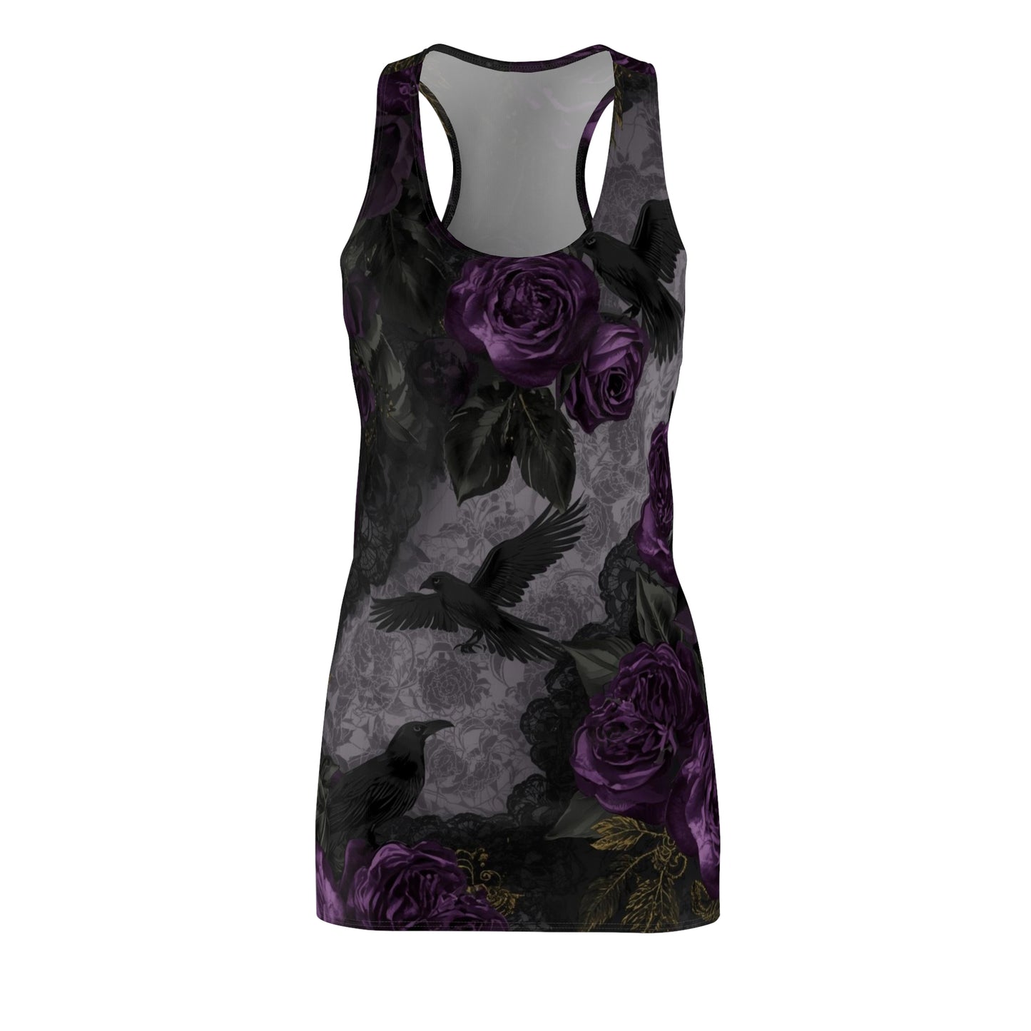 Gothic Raven & Purple Rose Racerback Dress