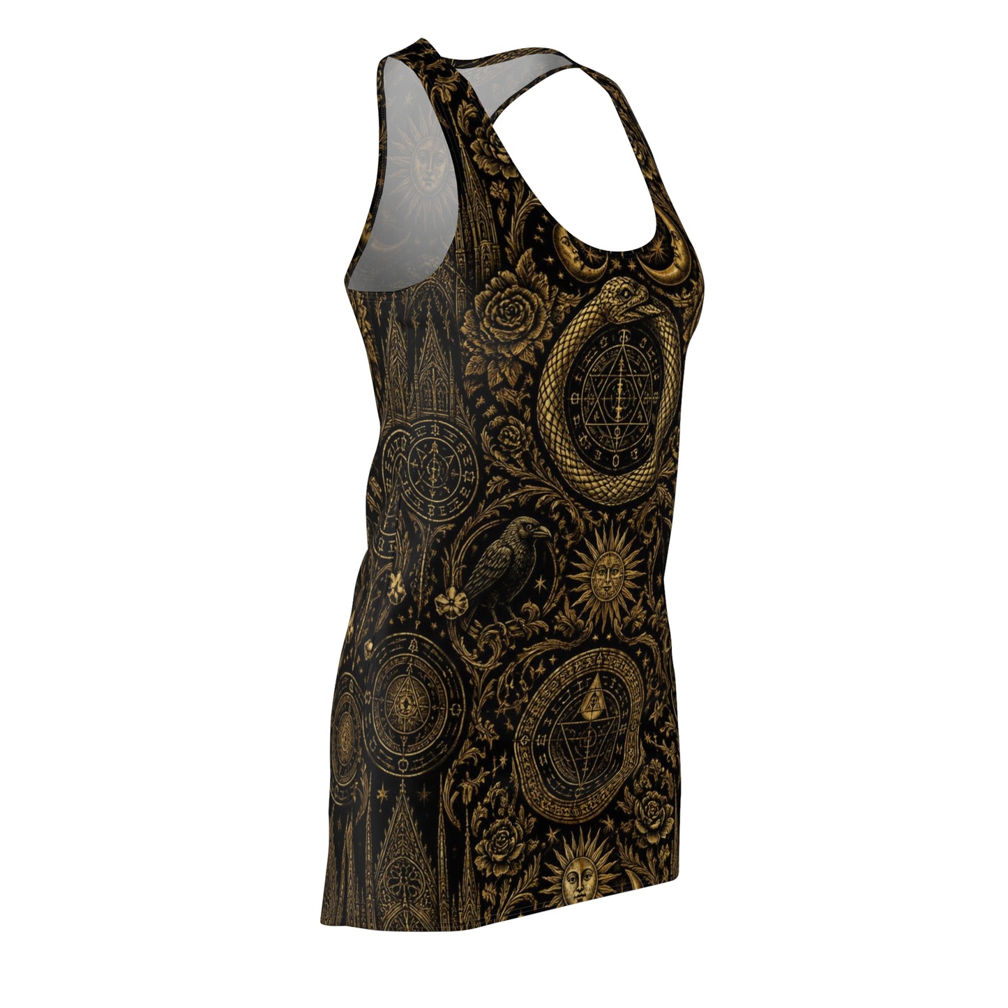 Racerback Dress — Vintage Alchemy Sun & Ouroboros Pattern