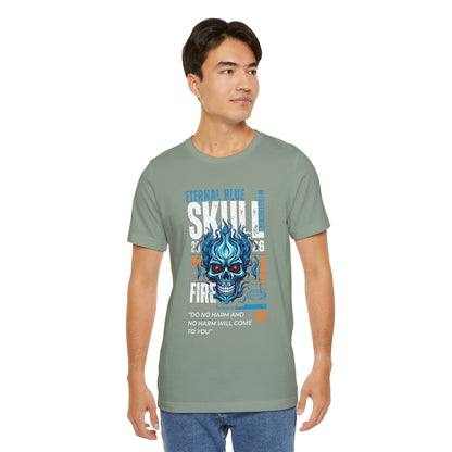 Eternal Blue Skull Flame Gothic Tee