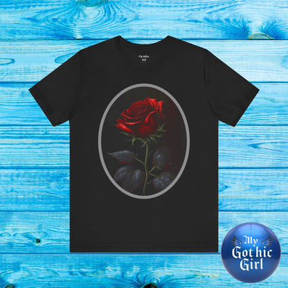 My Gothic Girl T-Shirts for Women & Men "Linda's Red Rose" Dark Aesthetic & Alternative Tees – My Gothic Girl