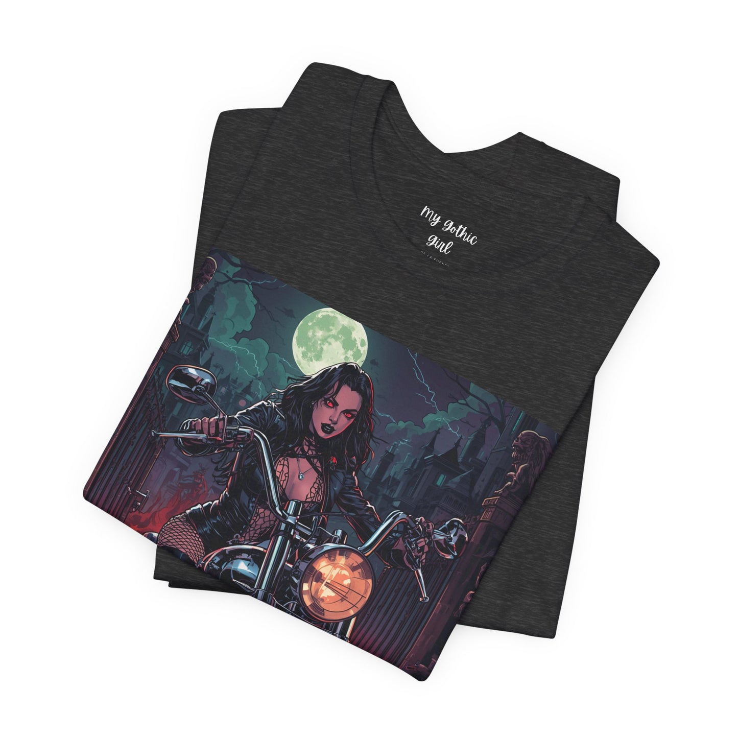 Dark Rider Motorcycle T-Shirt — "A dark desire now sets forth into the night" Gothic Tee