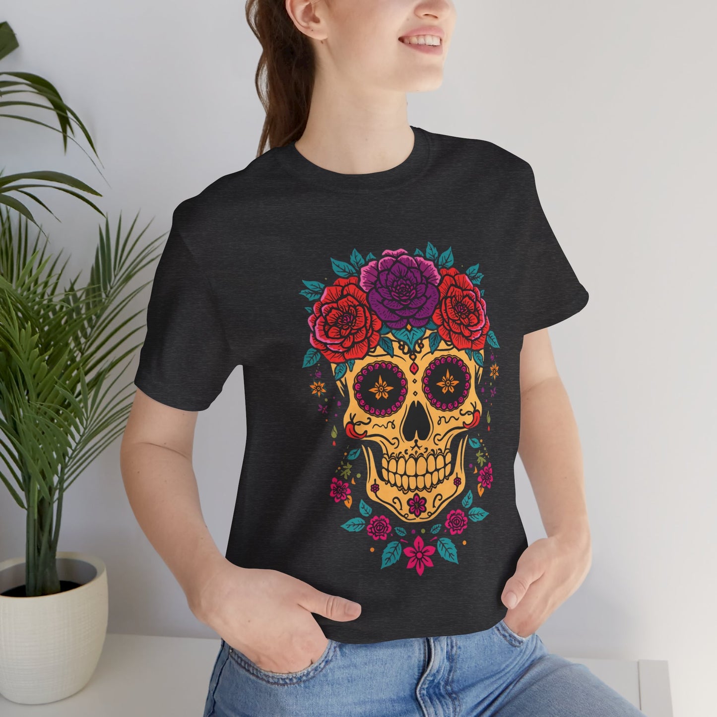 Day of the Dead Sugar Skull Tee — Floral Calavera Graphic T-Shirt