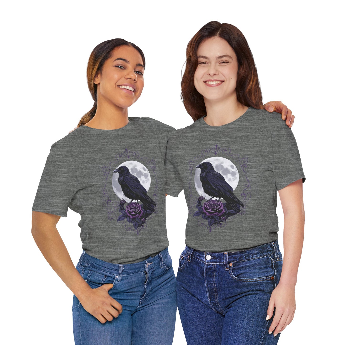 "The Raven and Moon"  Gothic Graphic T-Shirt – Alt Aesthetic Poetic Goth Street-wear