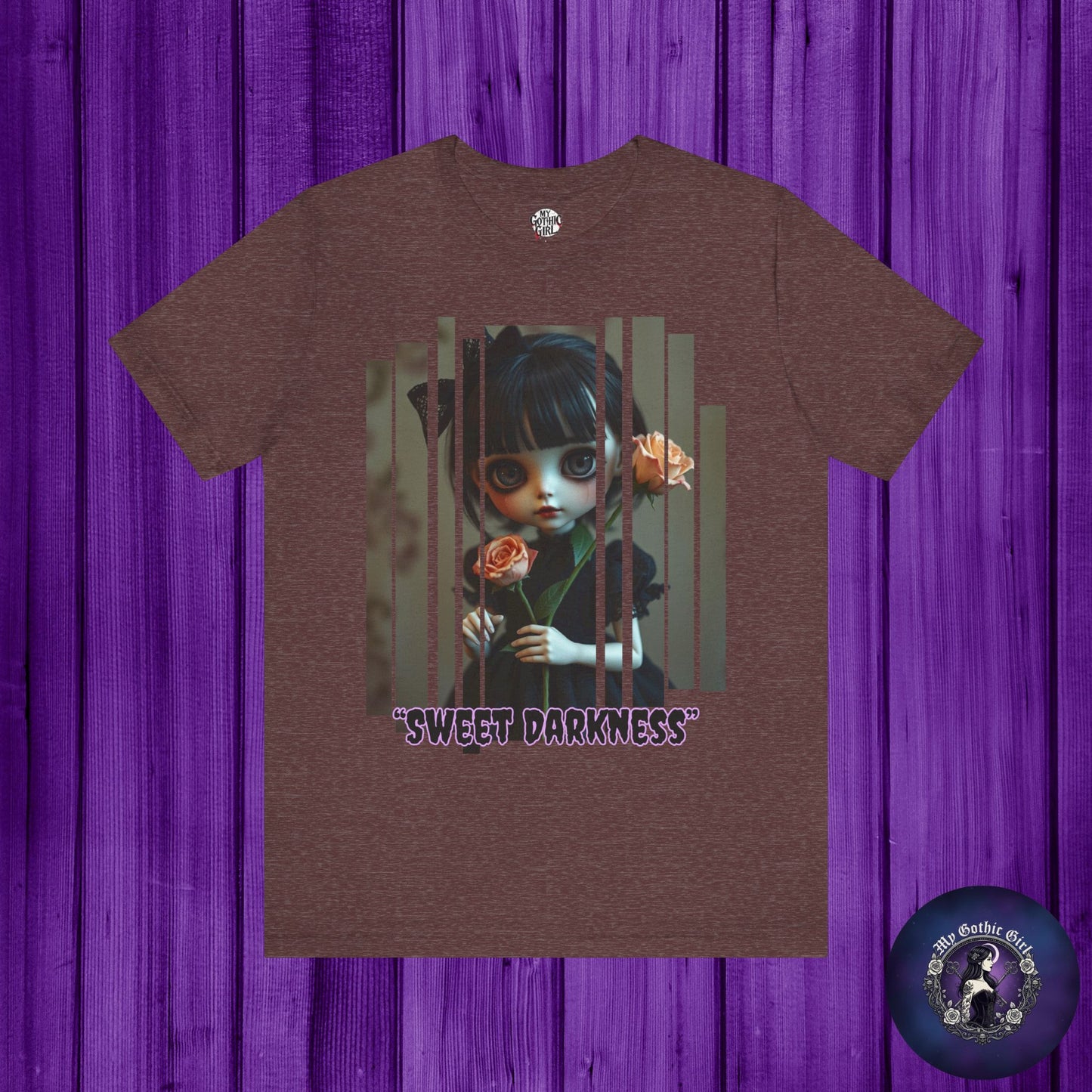 “Sweet Darkness” — Kawaii-style Gothic doll Graphic T-Shirt – Alt Aesthetic Poetic Goth Street-wear