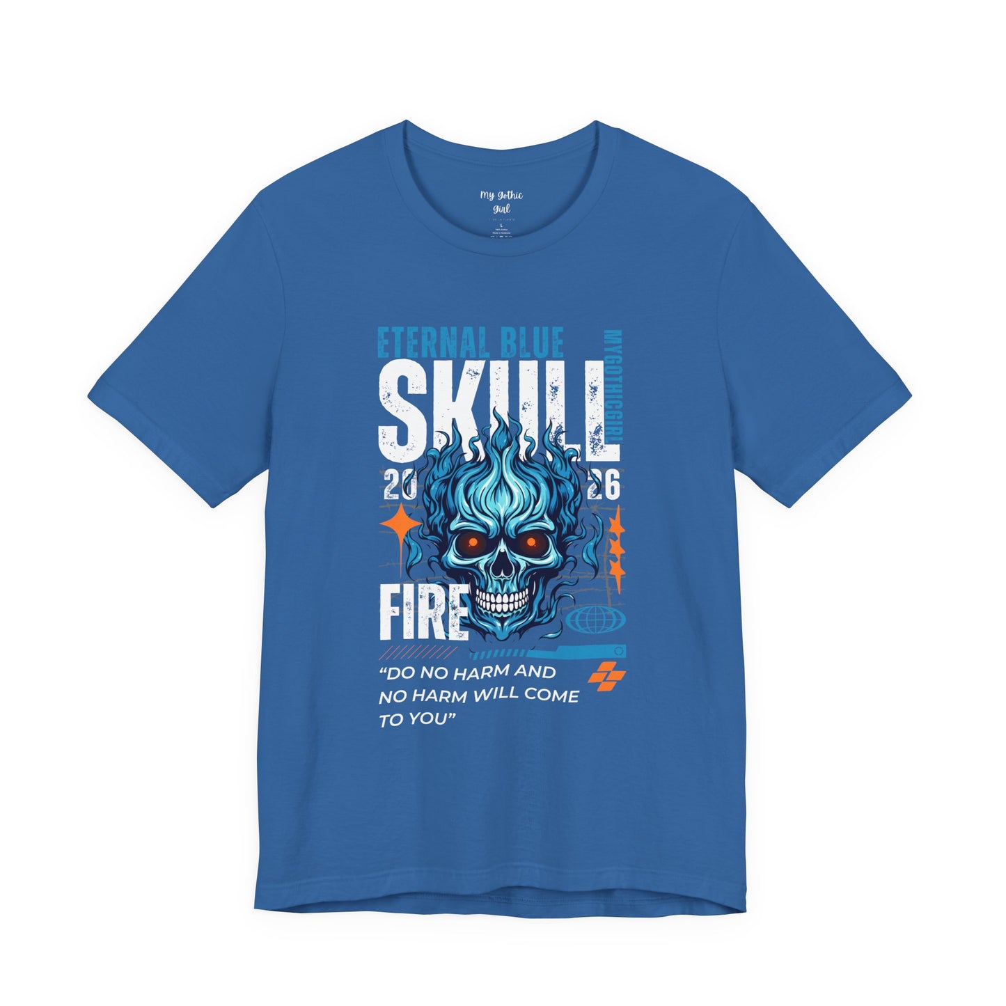 Eternal Blue Skull Flame Gothic Tee