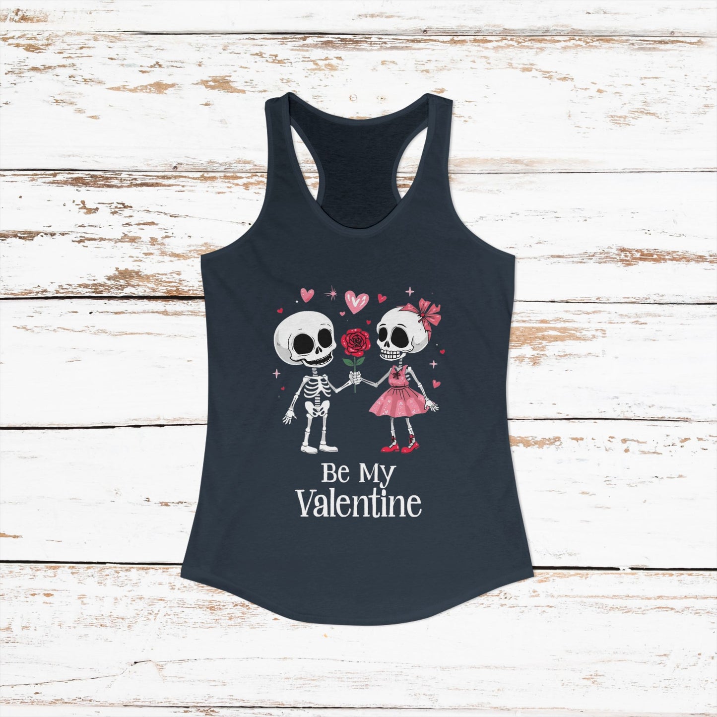 Cute Gothic Skeleton Romance Shirt — Women's Racerback Tank