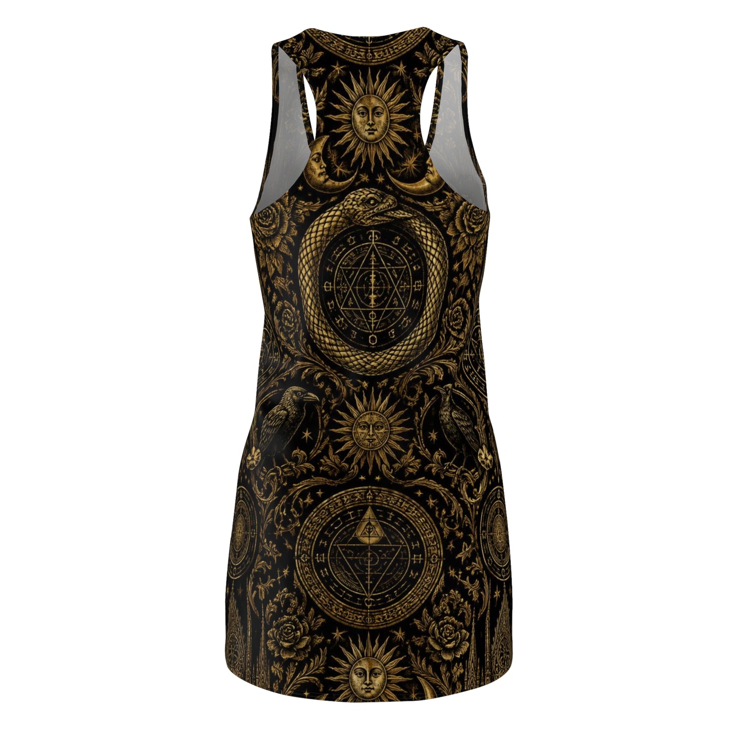 Racerback Dress — Vintage Alchemy Sun & Ouroboros Pattern