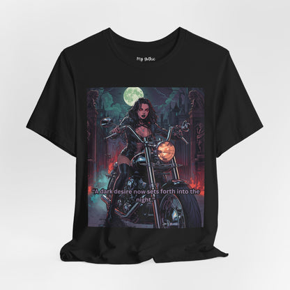 Dark Rider Motorcycle T-Shirt — "A dark desire now sets forth into the night" Gothic Tee