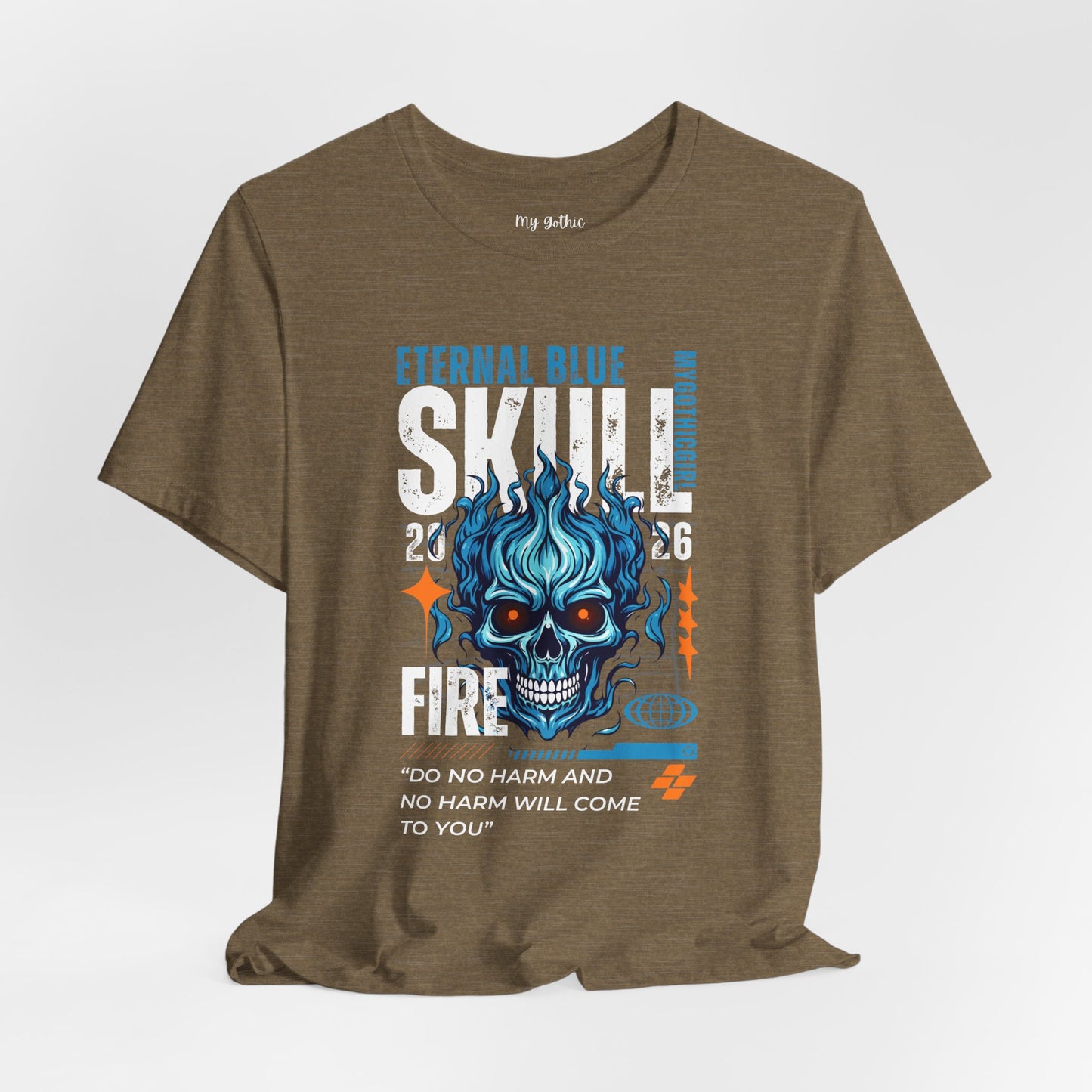 Eternal Blue Skull Flame Gothic Tee