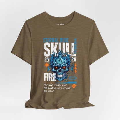 Eternal Blue Skull Flame Gothic Tee