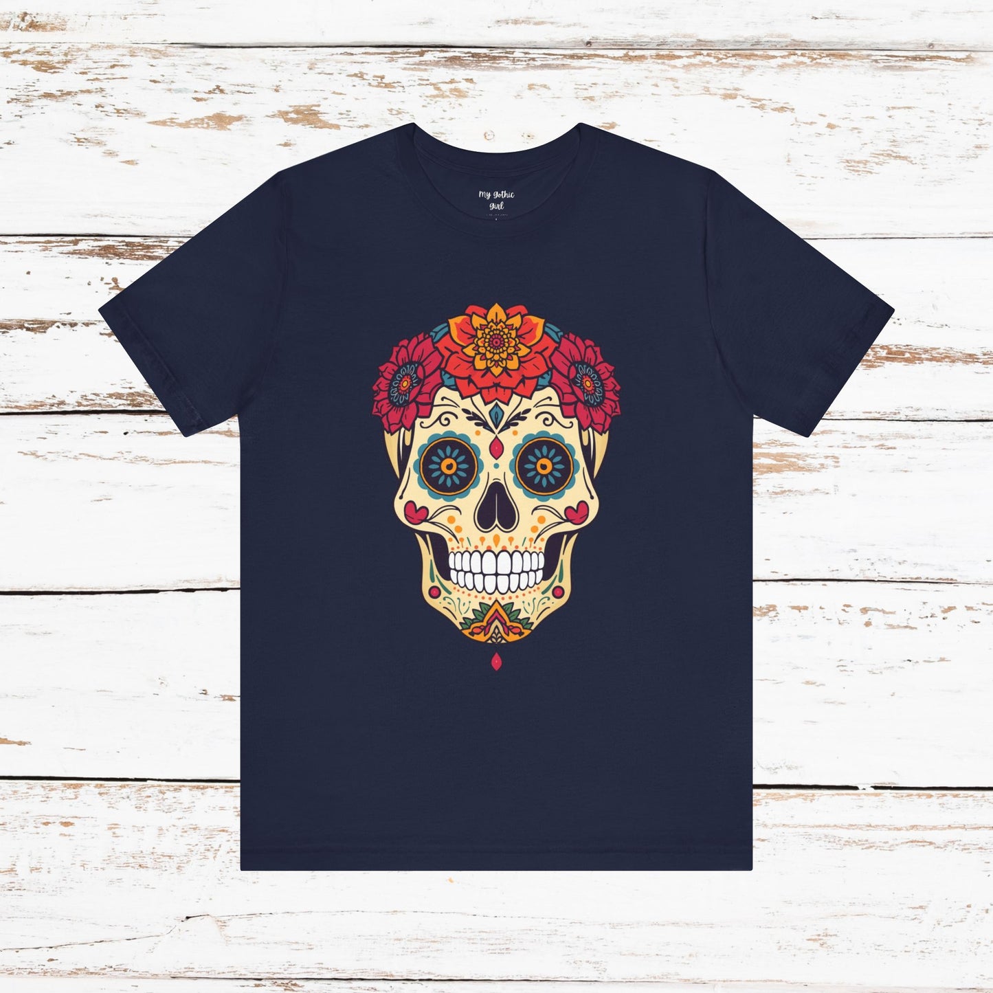 Day of the Dead Sugar Skull T‑Shirt — Floral Calavera Graphic Tee