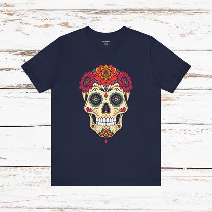 Day of the Dead Sugar Skull T‑Shirt — Floral Calavera Graphic Tee
