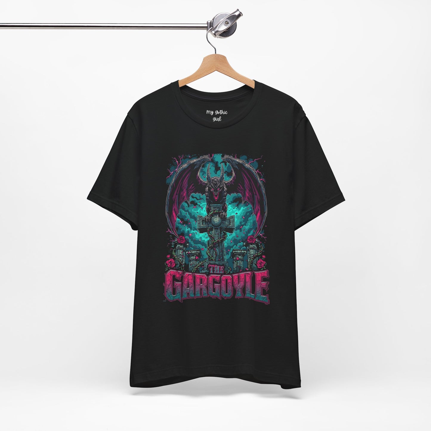 Gargoyle Graphic Tee — Dark Gothic Winged Statue Design