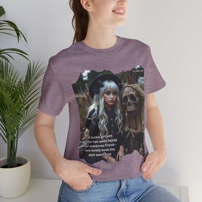 My Gothic Girl T-Shirt "Scarecrow Friend" – Whimsy Goth Streetwear, Dark Poetry Fashion, Alt Aesthetic Apparel